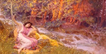 小川のそばに横たわる フレデリック・アーサー・ブリッジマン Oil Paintings